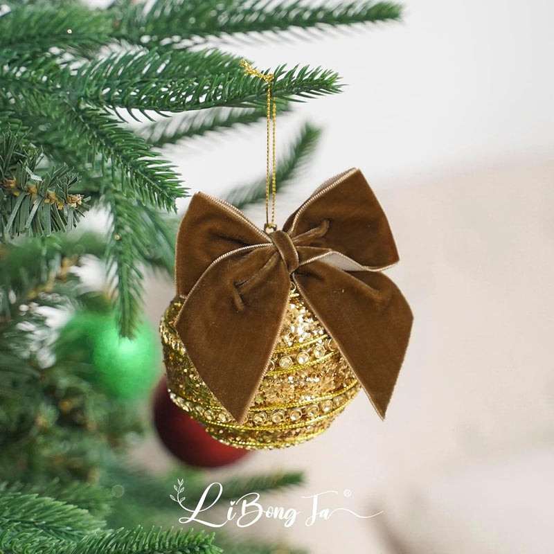 LiBongTa 3.5" Brown Bows Small Velvet Ribbon Bow For Decoration, Self Adhesive Gift Bows, Rustic Bows For Christmas Tree, Treat Bags, Candy Pop, Basket, Party Favor, Craft Bow For Gift Wrapping-24 PCs - Image 5